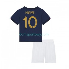 Koszulka Francja Mbappé 10 Dziecięcy Domowe Koszulki Piłkarskie World Cup 2022 Krótki Rękaw